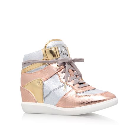 michael kors nikko high top white|Michael Kors rose gold trainers.